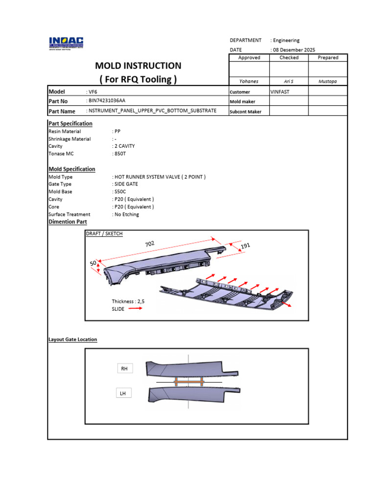 Mold Spec Instrument Panel Upper - VF6 | PDF