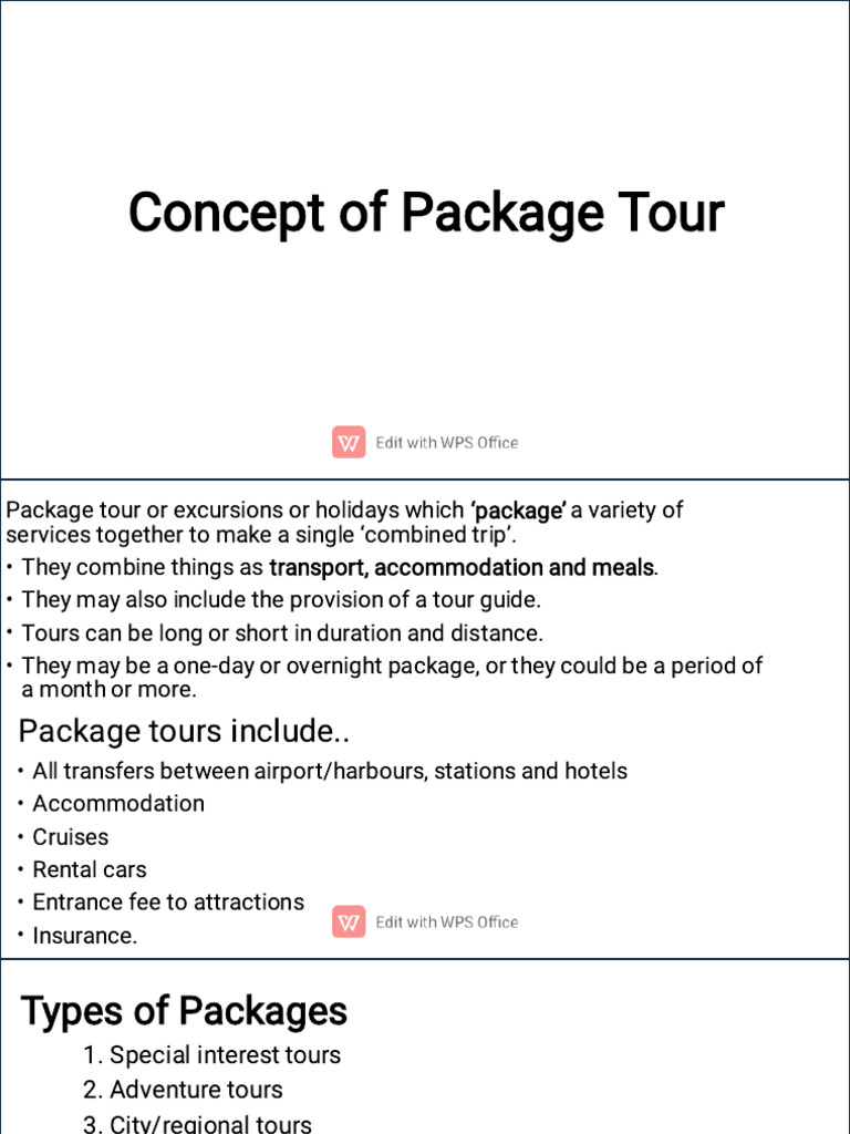 Concept of Package Tour | PDF | Tourism | Adventure Travel