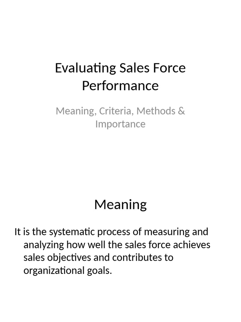 Evaluating Sales Force Performance No Dots | PDF
