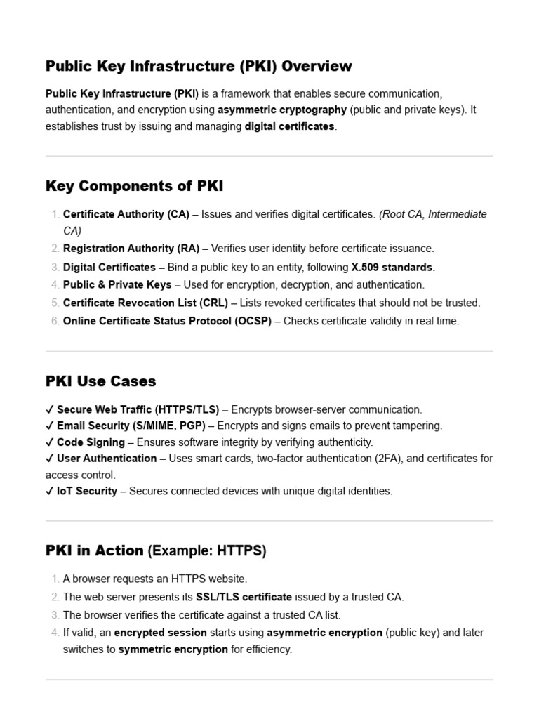 PKI Framework: Secure Communication Guide | PDF | Public Key ...