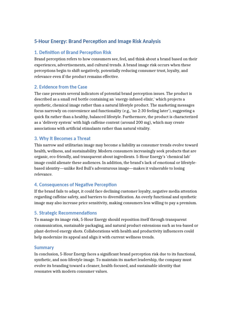 5Hour Energy Brand Perception Risk Analysis | PDF | Brand | Risk