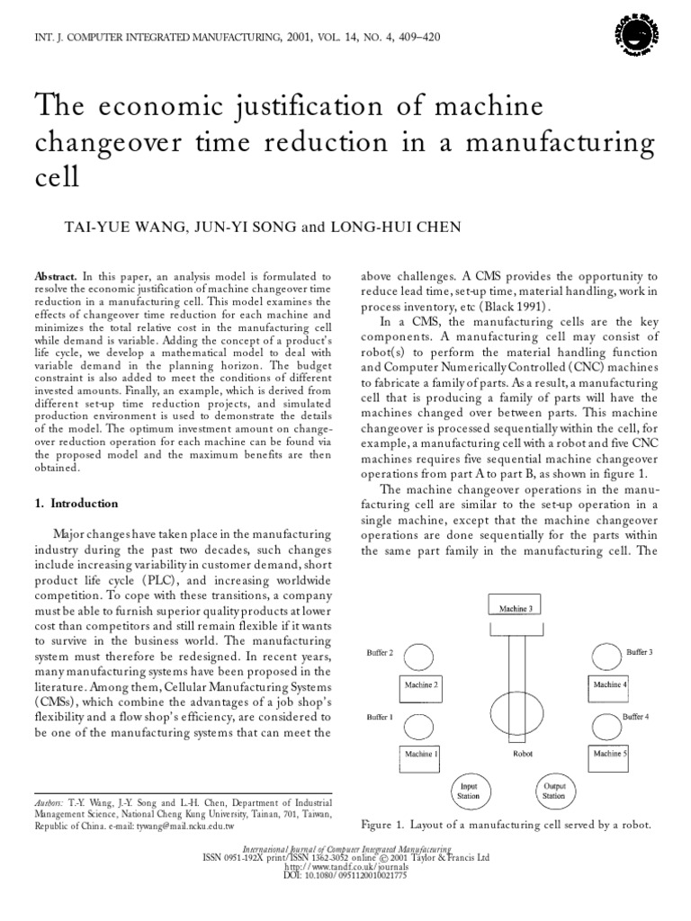 Economic Model for Machine Changeover Reduction | PDF | Operations ...