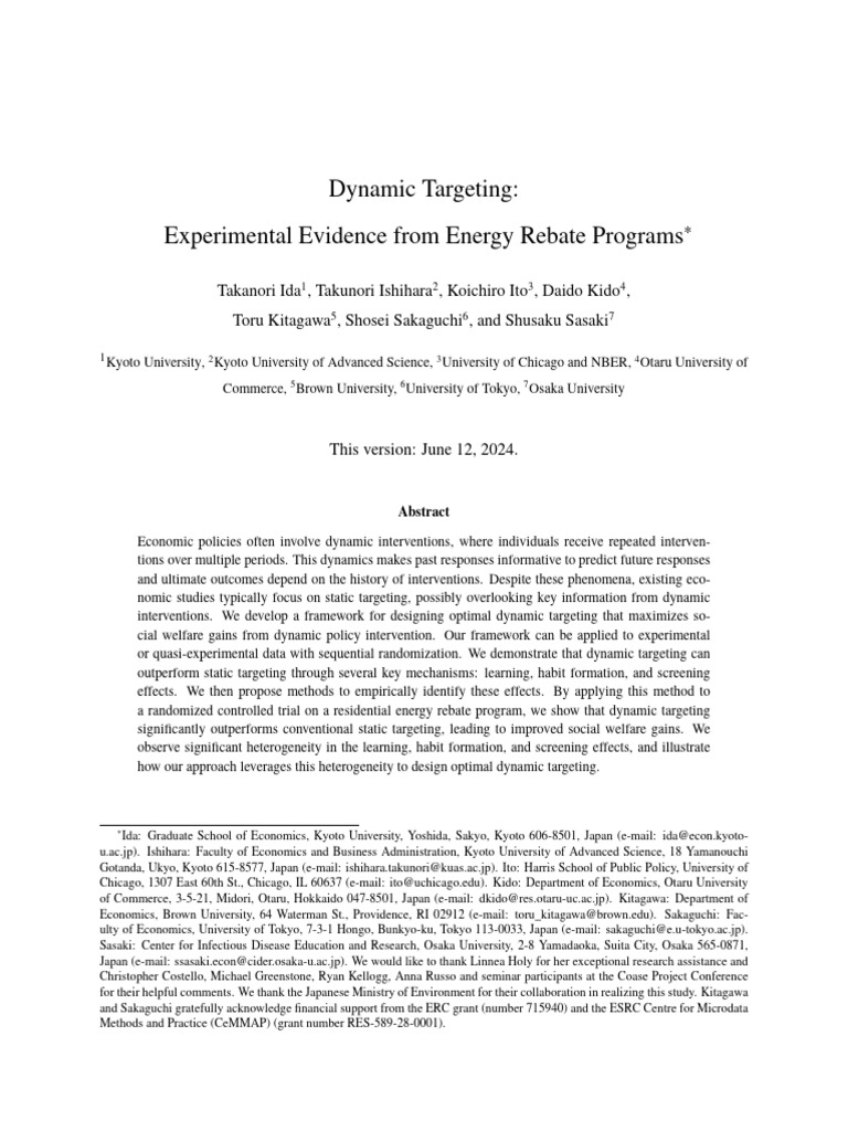 Dynamic Targeting in Energy Rebate Programs | PDF | Randomized ...