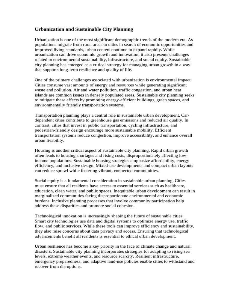 Sustainable Urbanization Strategies | PDF | Sustainable City | Urban ...