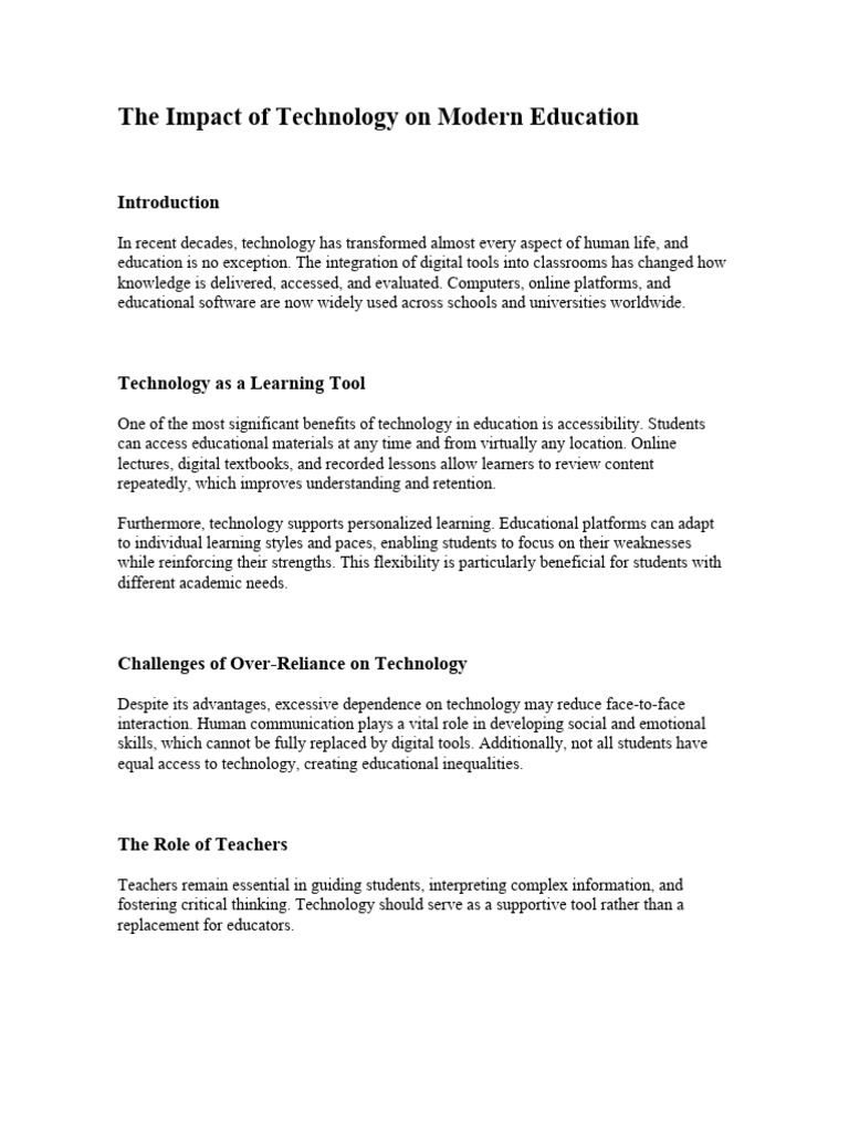 Technology's Role in Modern Education | PDF