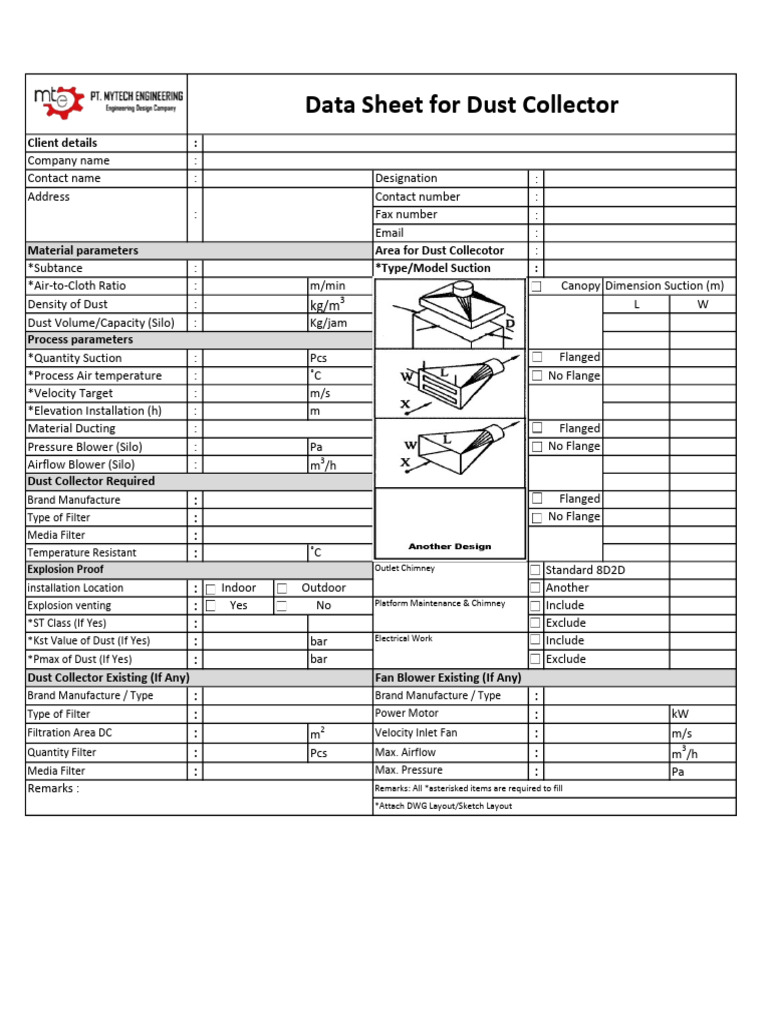 Dust Collector Client Specifications Form | PDF | Chemical Equipment ...