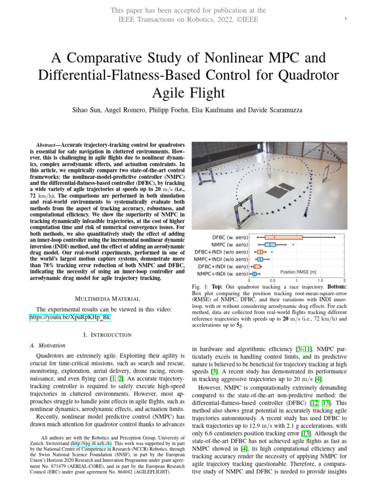 NMPC vs DFBC for Quadrotor Control | PDF | Control Theory | Quadcopter