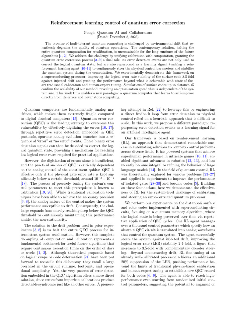 Reinforcement Learning for Quantum Error Correction | PDF | Quantum ...