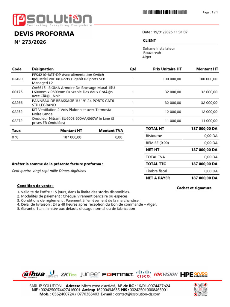 Devis Proforma pour Matériel Informatique | PDF | Taxe sur la valeur ...