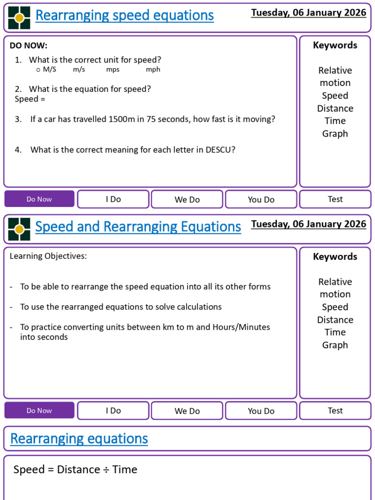 Rearranging Speed Equations Guide | PDF | Speed | Chess