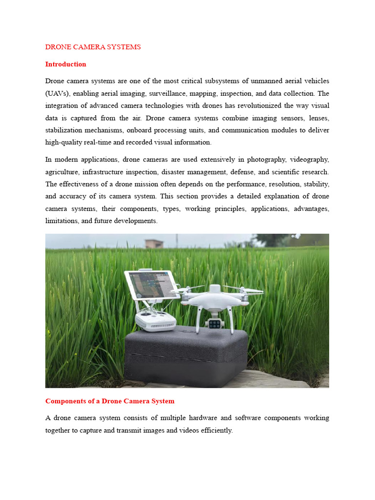 Overview of Drone Camera Systems | PDF | Camera | Unmanned Aerial Vehicle