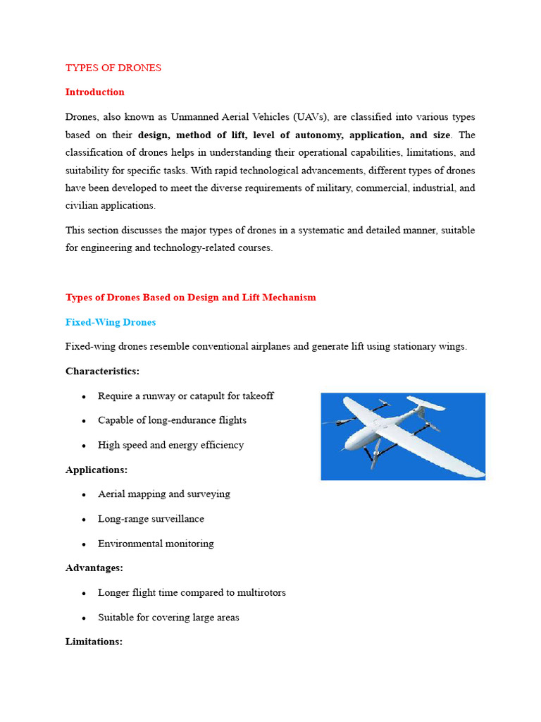 1.3 TYPES OF DRONES | PDF | Unmanned Aerial Vehicle | Helicopter