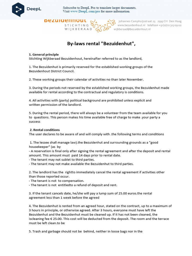 Huisregels Verhuur Bezuidenhut En | PDF | Lease | Landlord