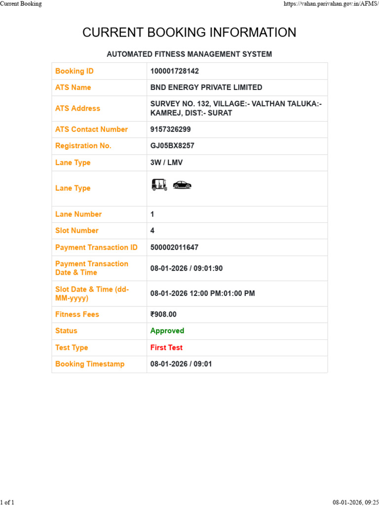 Fitness Booking Confirmation Details | PDF