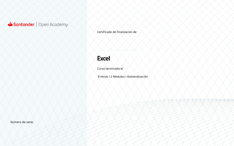 Certificado Excel Santander | PDF