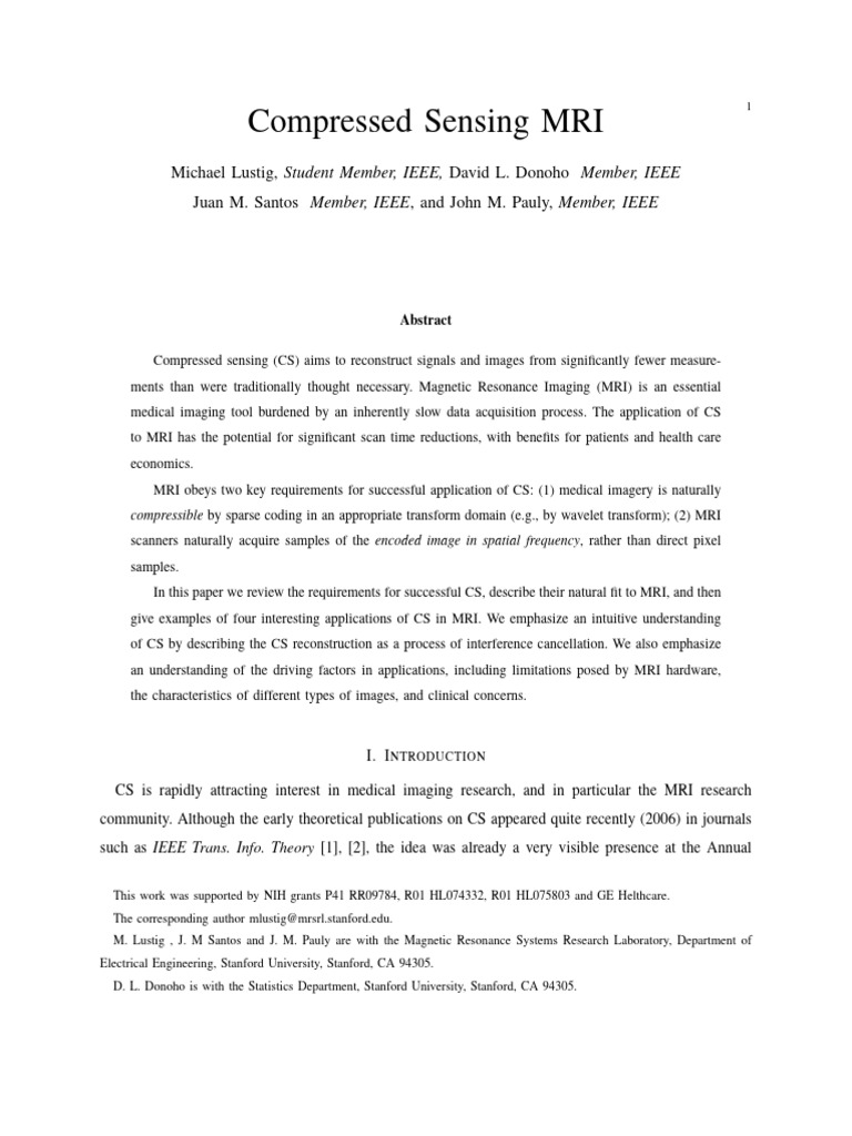 Compressed Sensing in MRI Applications | PDF | Magnetic Resonance ...