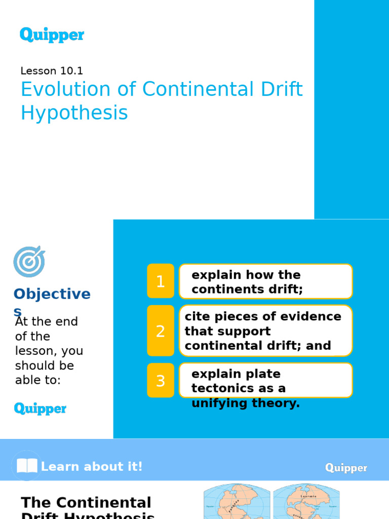 Earth and Life Science SHS 10.1 Evolution of Continental Drift ...