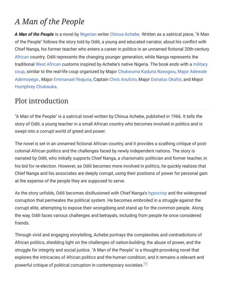 A Man of the People - Wikipedia | PDF | African Literature