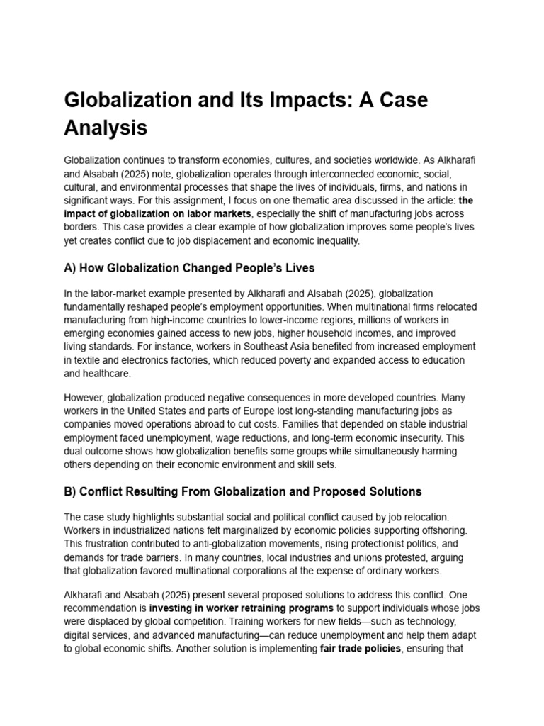 Globalization's Impact on Labor Markets | PDF | Globalization | Employment