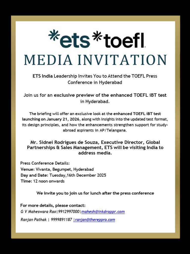 Media Invite Hyd TOEFL Press-Meet | PDF