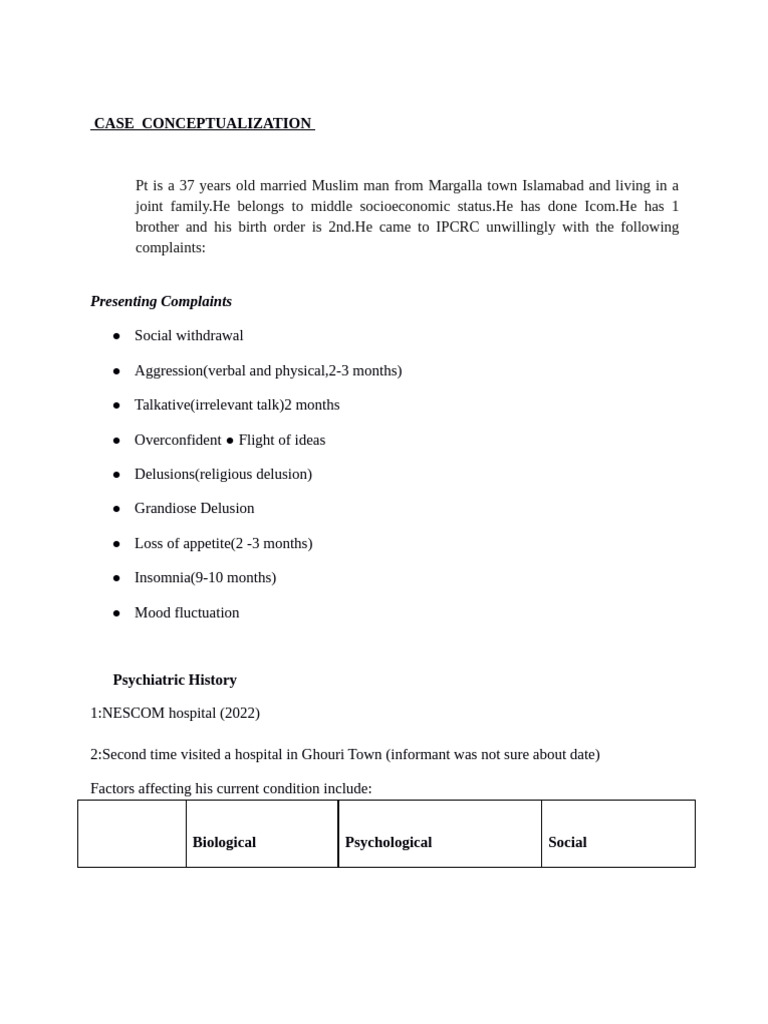 Bipolar Disorder Case Study Analysis | PDF | Delusion | Bipolar Disorder