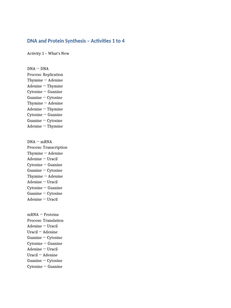 DNA Activities Letter Size | PDF
