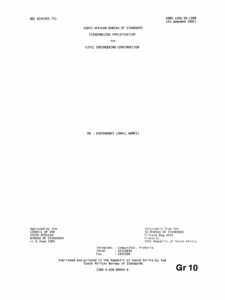 South Africa Civil Engineering Earthworks Standards | PDF