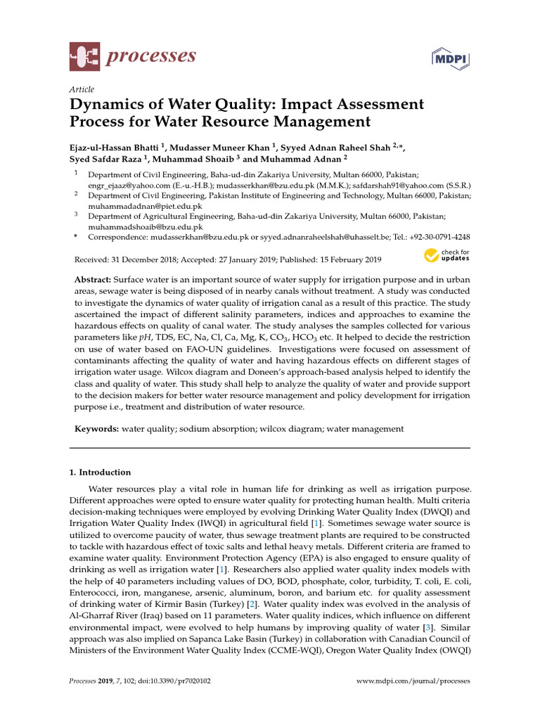 Dynamics of Water Quality Impact Assessment Proces | PDF | Water ...