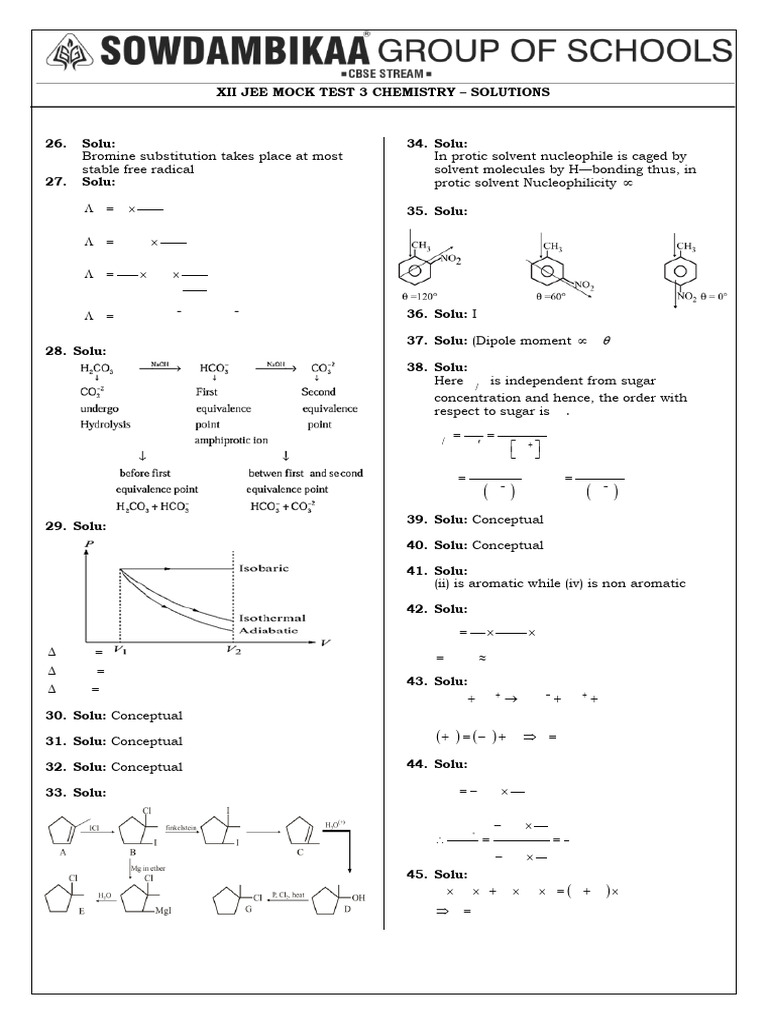 JEE Mock Test 3 Chemistry Solutions | PDF | Solvent | Chemical Substances