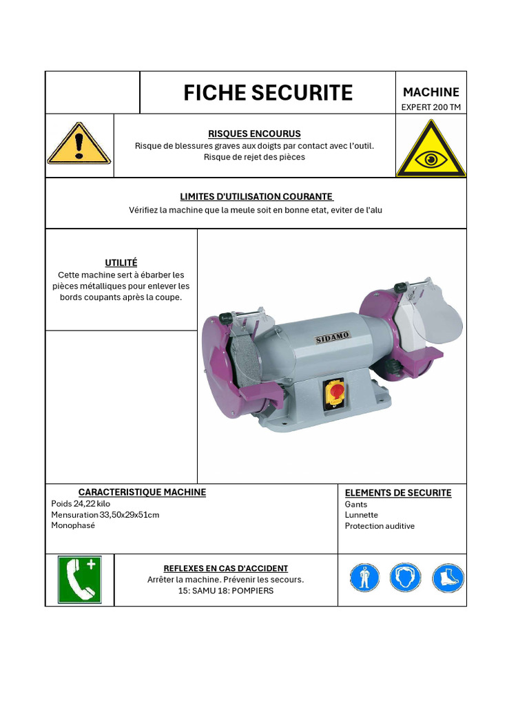Fiche de sécurité : Machine Expert 200 TM | PDF