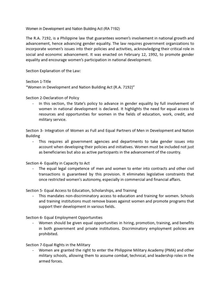 Women in Development Act Overview | PDF | Gender Equality | Gender Studies