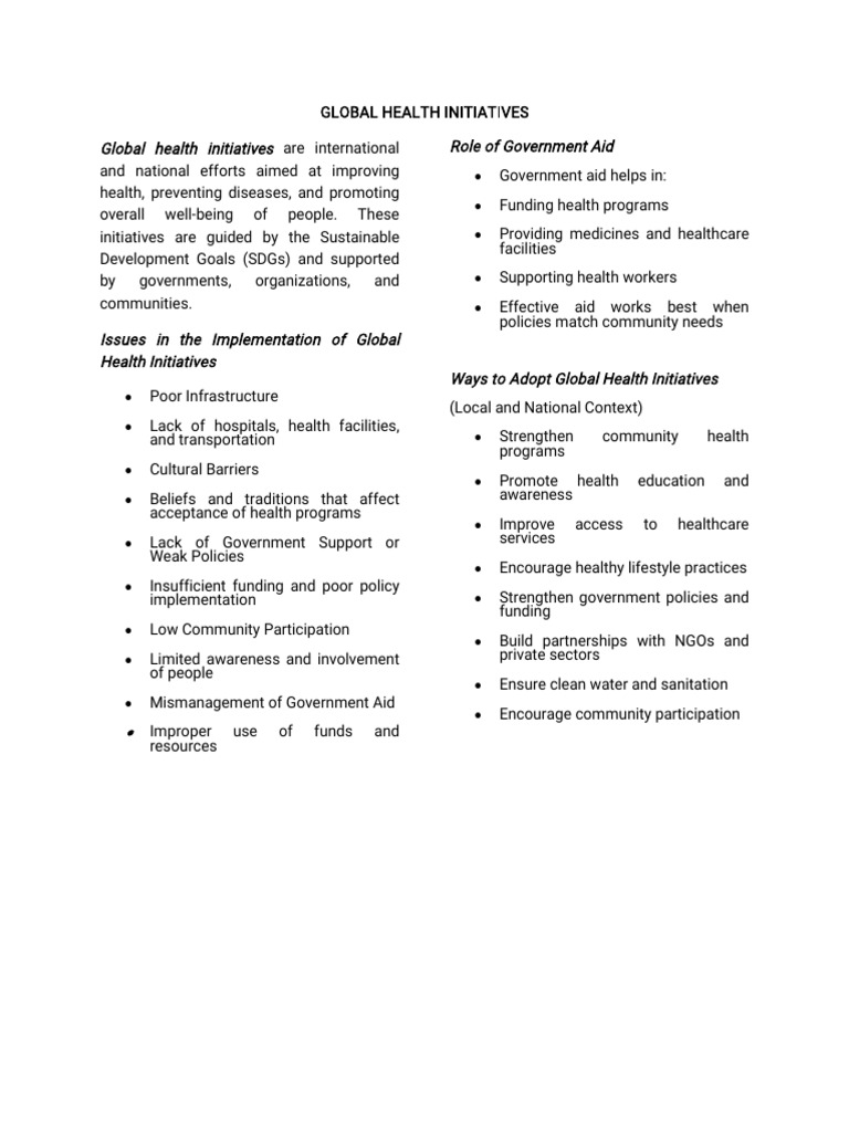 Challenges in Global Health Initiatives | PDF