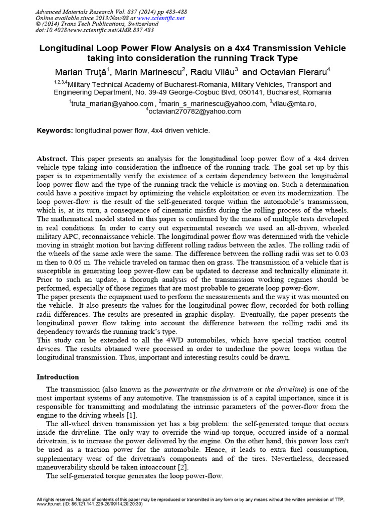 Longitudinal Power Flow in 4x4 Vehicles | PDF | Four Wheel Drive | Vehicles