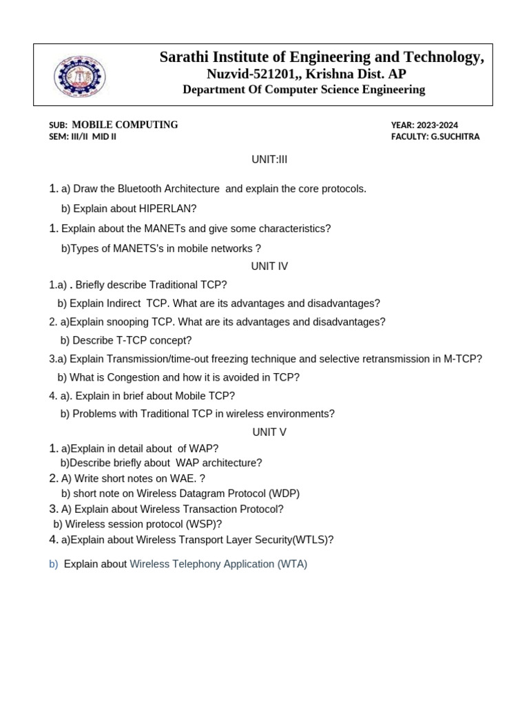 Mobile Computing Course Overview 2023 | PDF