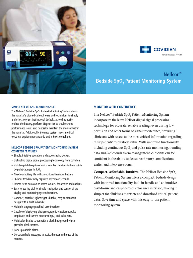 Nellcor Bedside SpO2 Patient Monitoring System | PDF | Monitoring ...