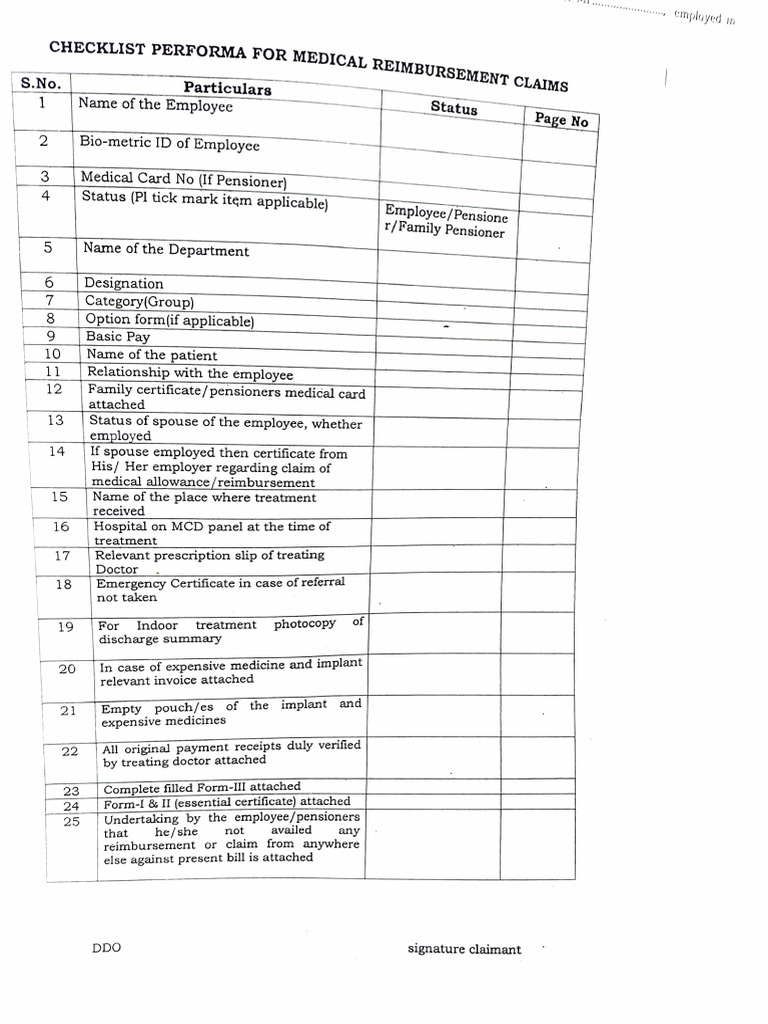 Medical Reimbursement Claim Checklist | PDF | Hospital | Receipt