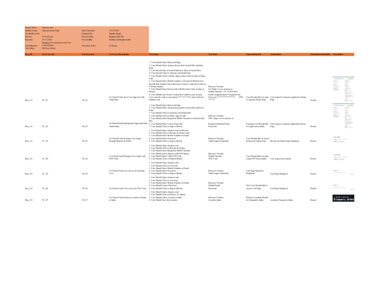 Mapping Test Scenarios With Test Case (Amazon)_Manika (1) | PDF ...