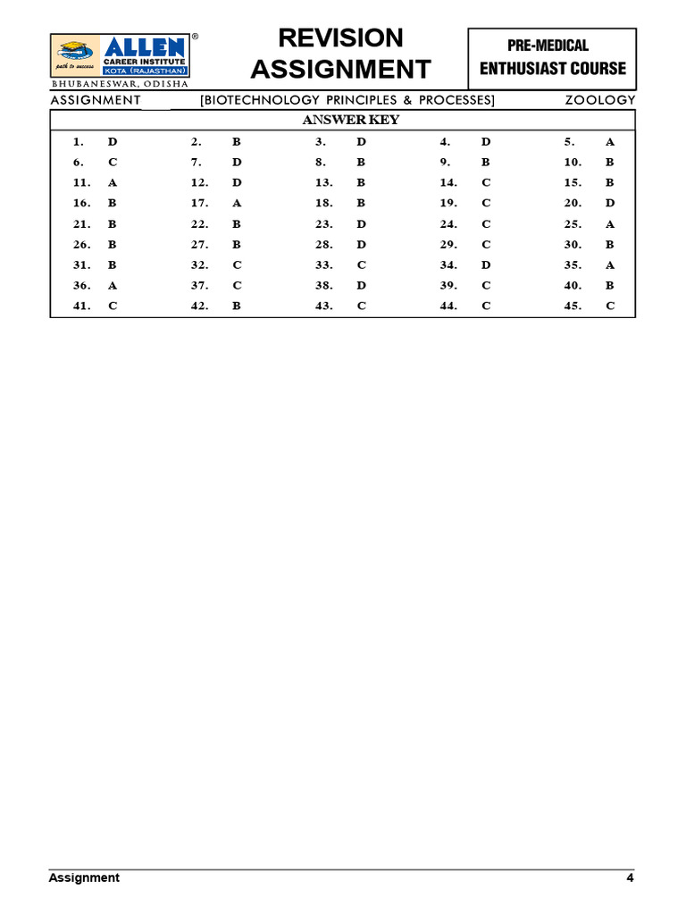Assignment 4 Answer Key | PDF