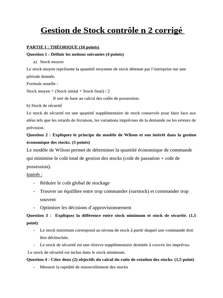 Gestion des Stocks : Théorie et Pratique | PDF | Inventaire | Économie