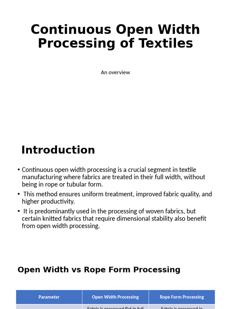 Continuous Open Width Processing of Textiles | PDF | Textiles | Bleach