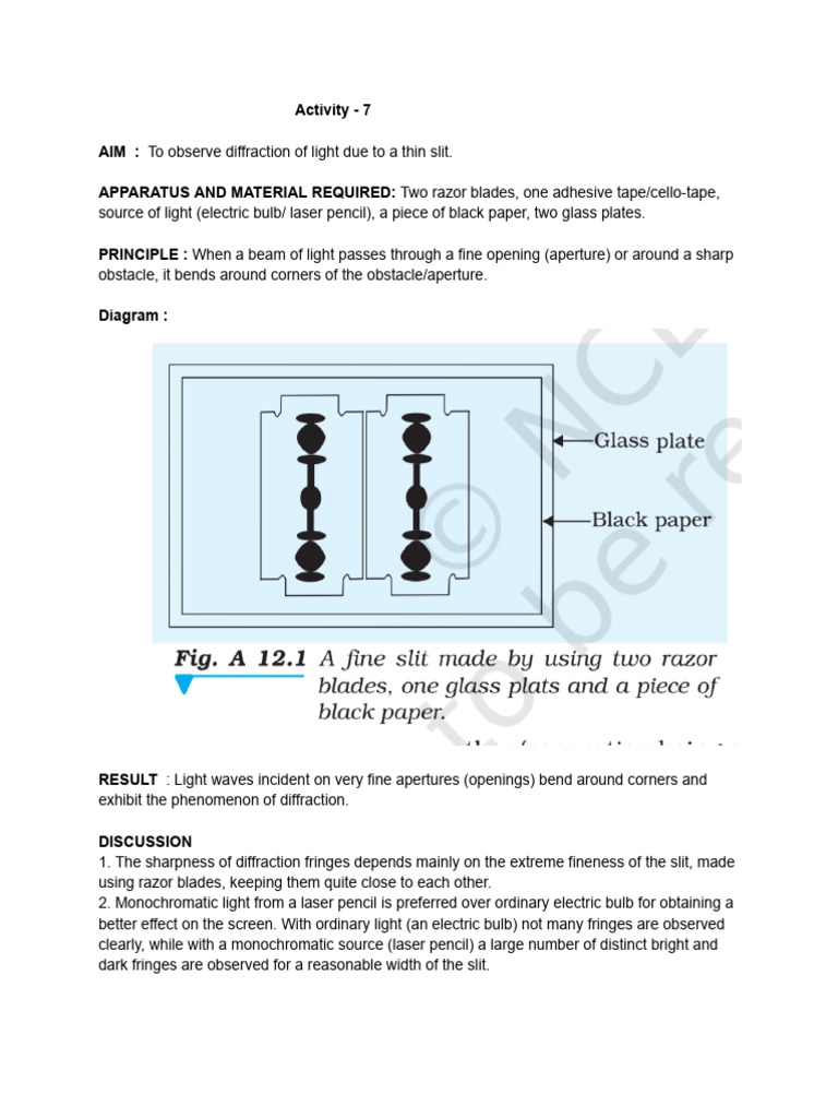 Light Diffraction Experiment Setup | PDF