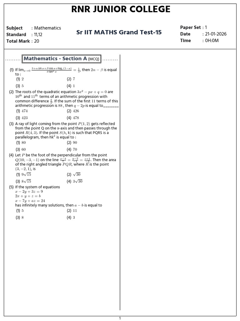 Sr_IIT_MATHS_Grand_Test-15__1025665_1_1768827711 | PDF | Square Root ...