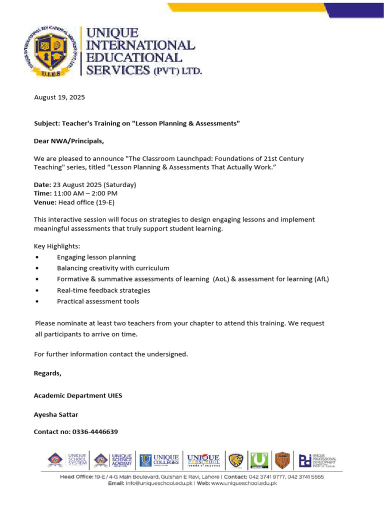 Teacher Training: Lesson Planning & Assessments | PDF