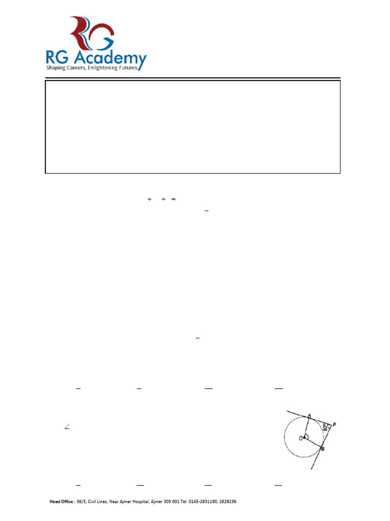 X Foundation 2026 Math Test Series | PDF | Circle | Equations