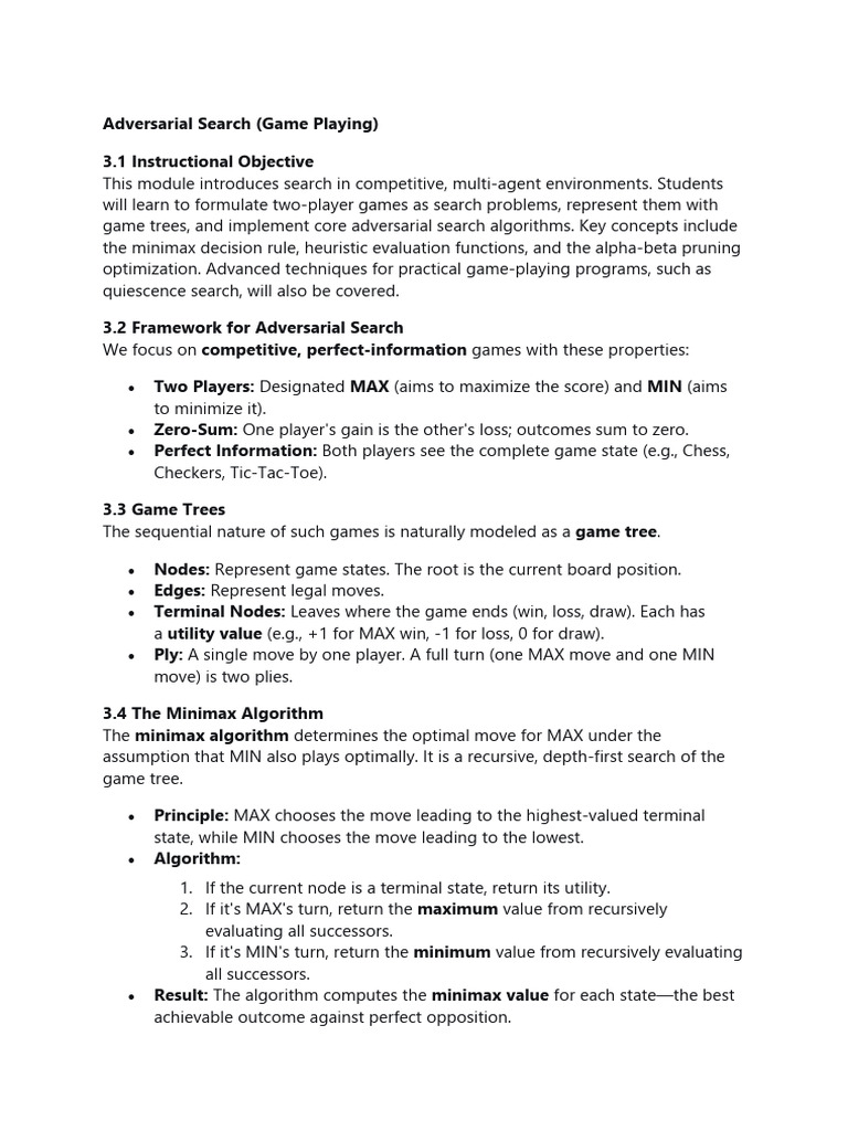 Adversarial Search in Game Theory | PDF | Applied Mathematics | Algorithms