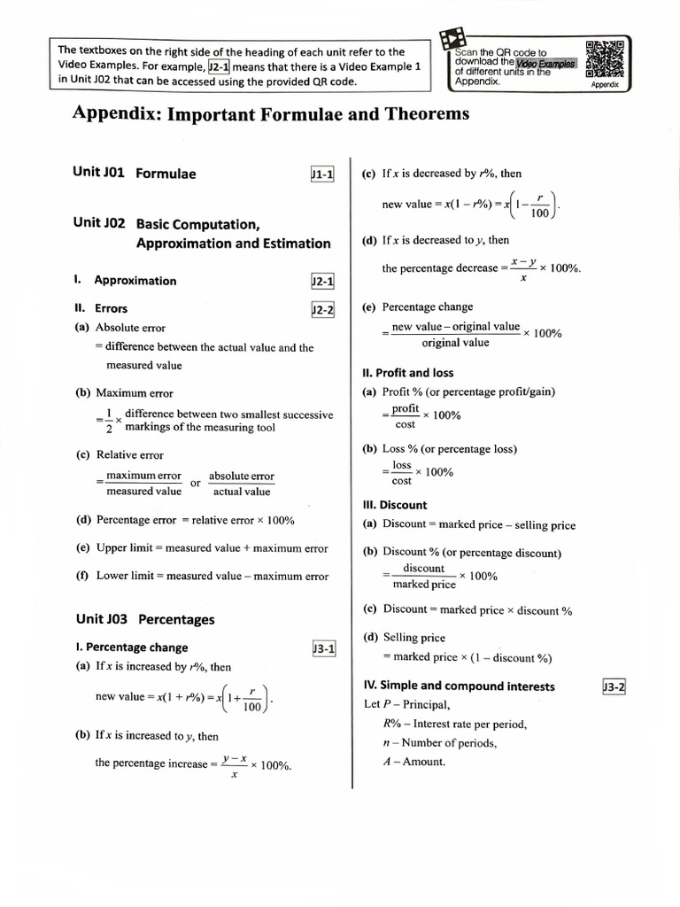 Appendix Important Formulae and Theorems | PDF