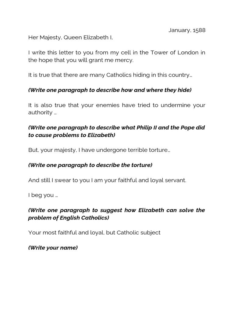 7 Elizabeth - Catholic Recusant, Template (3) | PDF