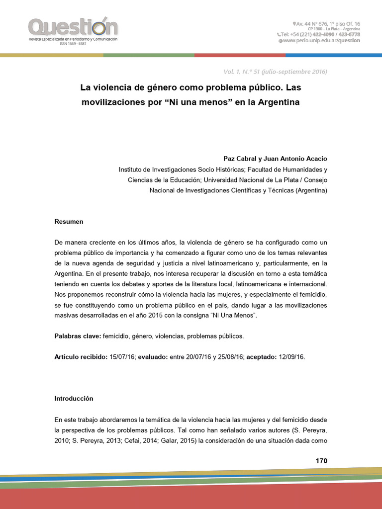 Violencia de género y "Ni Una Menos" en Argentina | PDF | La violencia ...