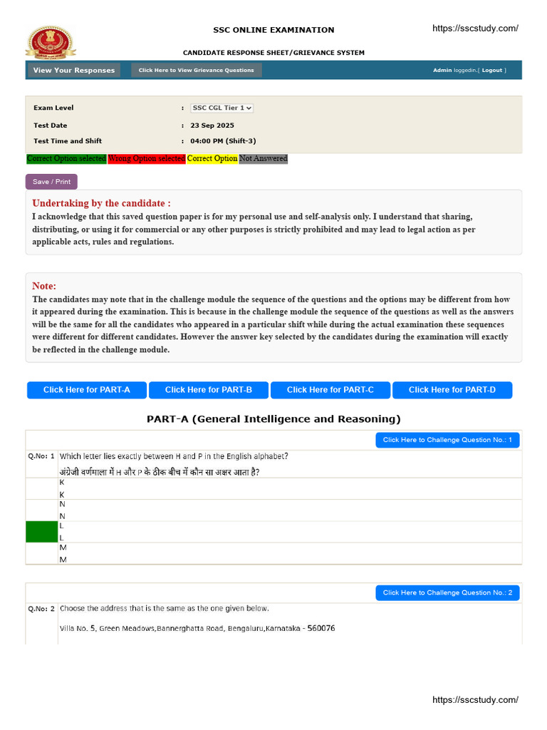 SSC CGL 2025 Tier 1 Response Sheet | PDF | Qualifications | Tests