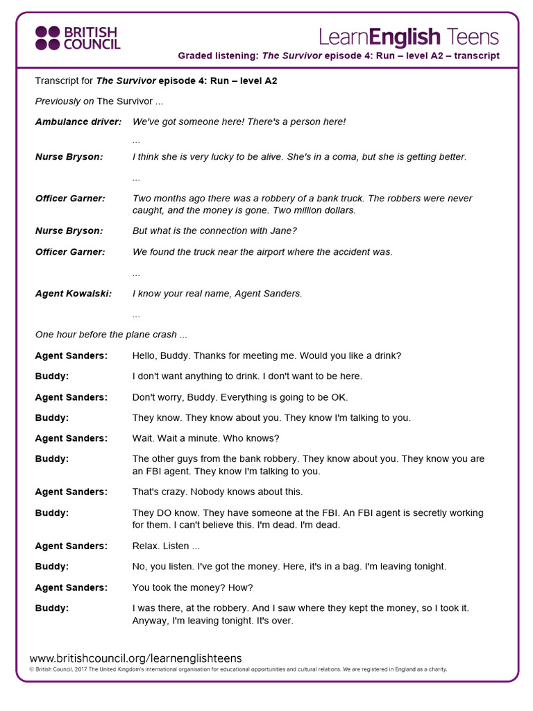 Survivor Episode 4: Run Transcript | PDF